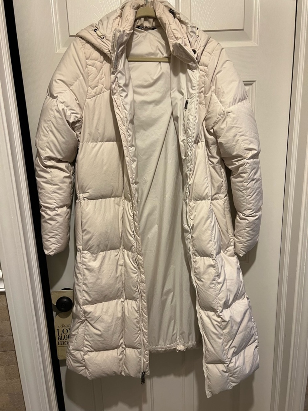 The North Face Women's Long Puffer Coat in Off-White
